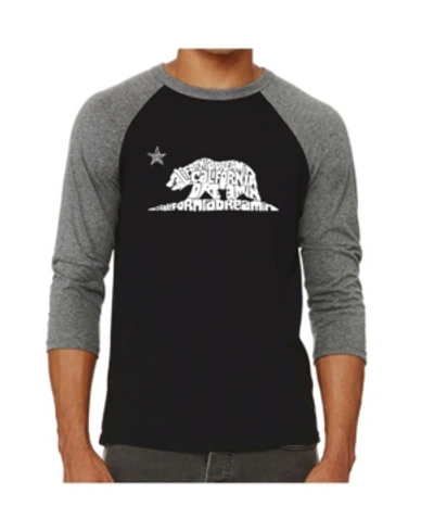 La Pop Art California Dreaming Men's Raglan Word Art T-shirt In Gray