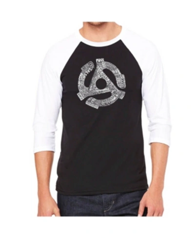 La Pop Art Record Adapter Men's Raglan Word Art T-shirt In Black