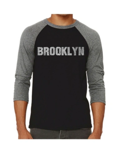 La Pop Art Brooklyn Neighborhoods Men's Raglan Word Art T-shirt In Gray
