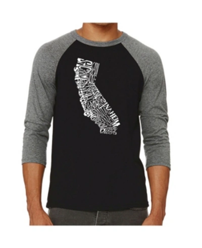 La Pop Art California State Men's Raglan Word Art T-shirt In Gray