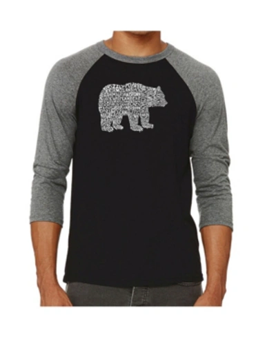 La Pop Art Bear Species Men's Raglan Word Art T-shirt In Gray