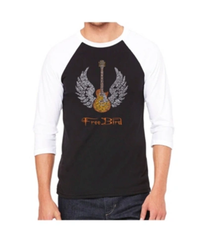 La Pop Art Lyrics To Free Bird Men's Raglan Word Art T-shirt In Black