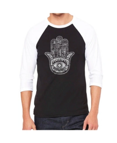 La Pop Art Hamsa Men's Raglan Word Art T-shirt In Black