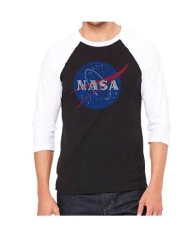 La Pop Art Nasa Men's Raglan Word Art T-shirt In Black