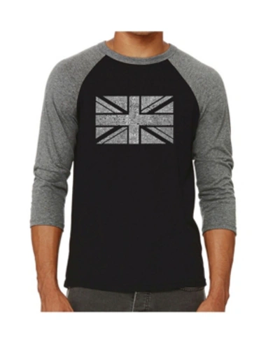 La Pop Art Union Jack Men's Raglan Word Art T-shirt In Gray