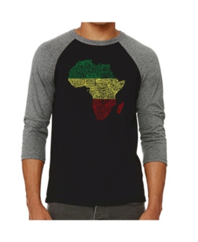 La Pop Art Countries In Africa Men's Raglan Word Art T-shirt In Gray