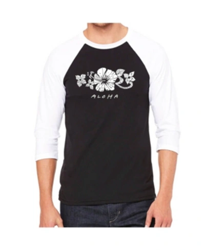 La Pop Art Aloha Men's Raglan Word Art T-shirt In Black