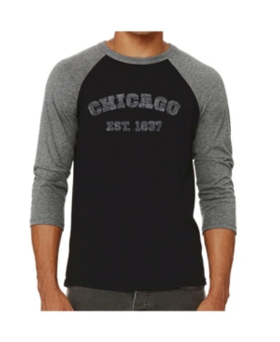 La Pop Art Chicago 1837 Men's Raglan Word Art T-shirt In Gray