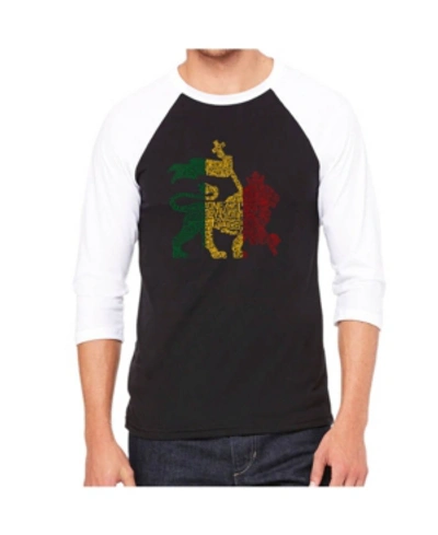 La Pop Art Lion Men's Raglan Word Art T-shirt In Black
