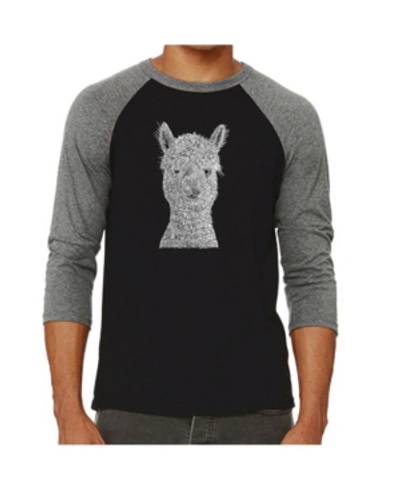 La Pop Art Alpaca Men's Raglan Word Art T-shirt In Gray