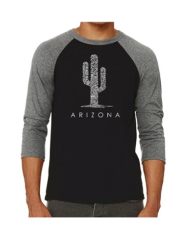 La Pop Art Arizona Cities Men's Raglan Word Art T-shirt In Gray