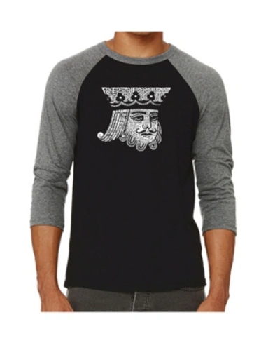 La Pop Art King Of Spades Men's Raglan Word Art T-shirt In Gray