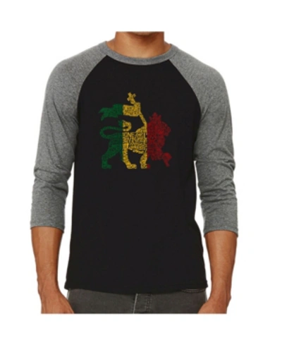 La Pop Art Lion Men's Raglan Word Art T-shirt In Gray