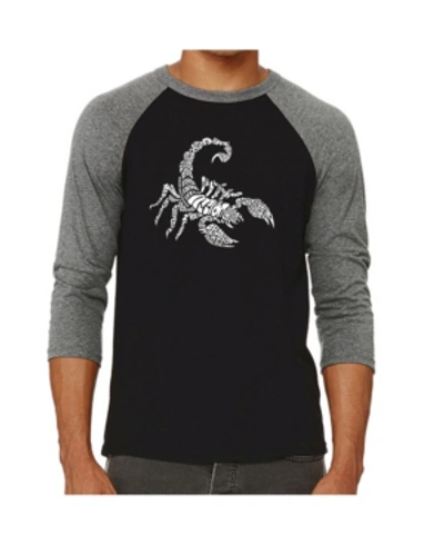 La Pop Art Types Of Scorpions Men's Raglan Word Art T-shirt In Gray