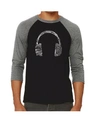 La Pop Art Language Headphones Men's Raglan Word Art T-shirt In Gray