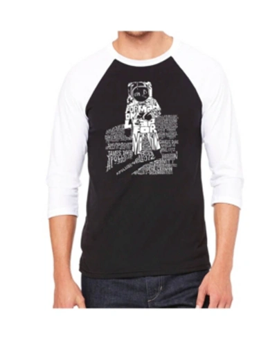 La Pop Art Astronaut Men's Raglan Word Art T-shirt In Black