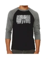 La Pop Art Brooklyn Bridge Men's Raglan Word Art T-shirt In Gray