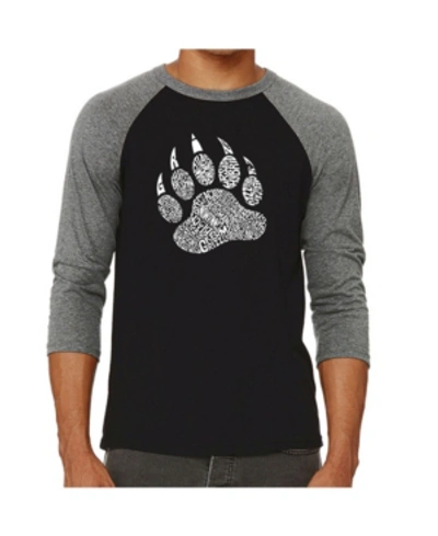 La Pop Art Types Of Bears Men's Raglan Word Art T-shirt In Gray
