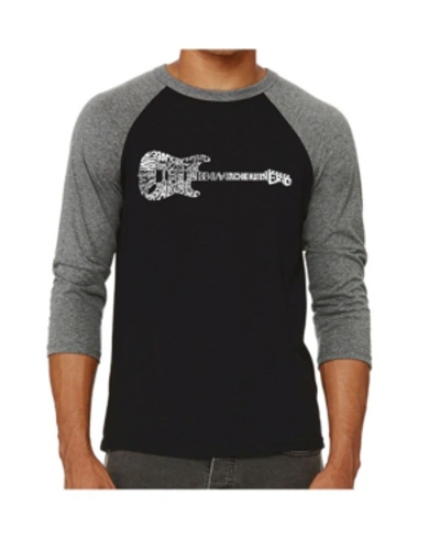 La Pop Art Rock Guitar Men's Raglan Word Art T-shirt In Gray