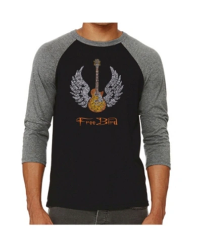 La Pop Art Lyrics To Free Bird Men's Raglan Word Art T-shirt In Gray