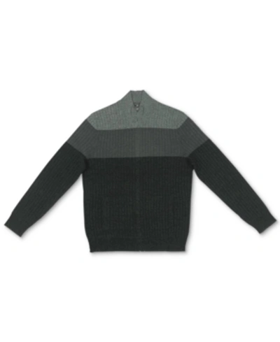 Alfani Men's Ombre Colorblocked Ribbed-knit Full-zip Sweater, Created For Macy's In Nordic Forest Green
