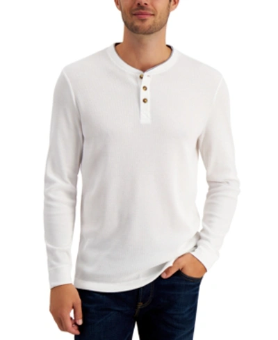 Club Room Men's Thermal Henley Shirt, Created For Macy's In Pearl