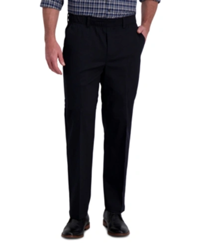 Haggar Men's Premium Classic-fit Wrinkle-free Stretch Elastic Waistband Dress Pants In Black