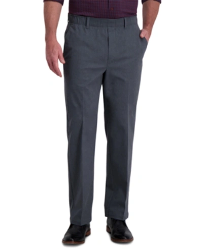 Haggar Men's Premium Classic-fit Wrinkle-free Stretch Elastic Waistband Dress Pants In Charcoal