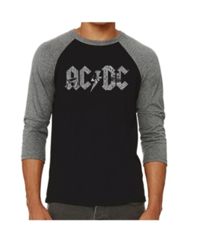 La Pop Art Men's Raglan Ac/dc Word Art T-shirt In Gray