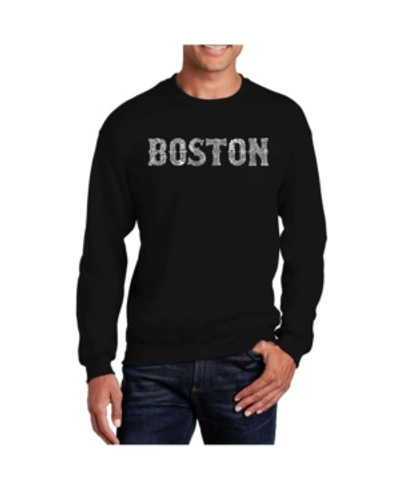 La Pop Art Men's Word Art Boston Neighborhoods Crewneck Sweatshirt In Black