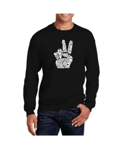 La Pop Art Men's Word Art Peace Fingers Crewneck Sweatshirt In Black