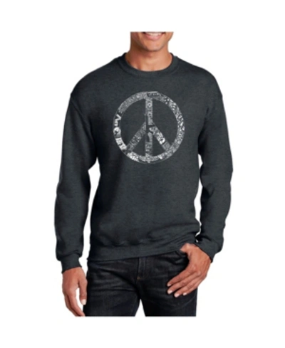 La Pop Art Men's Word Art Peace, Love And Music Crewneck Sweatshirt In Gray
