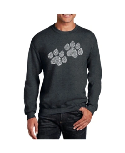 La Pop Art Word Art Woof Paw Prints Crewneck Sweatshirt In Gray
