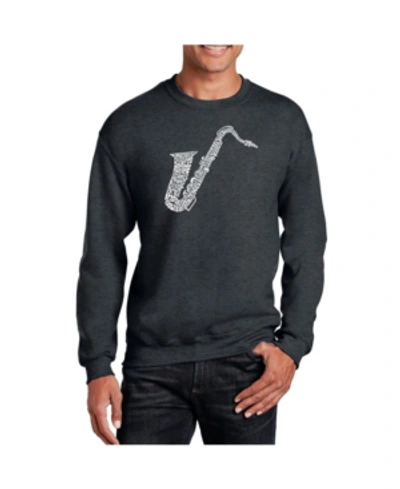 La Pop Art Men's Word Art Sax Crewneck Sweatshirt In Gray