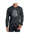 La Pop Art Men's Word Art Languages Guitar Crewneck Sweatshirt In Gray