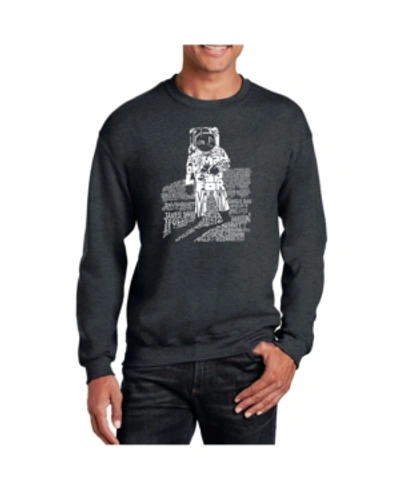 La Pop Art Men's Word Art Astronaut Crewneck Sweatshirt In Black