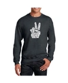 LA POP ART MEN'S WORD ART PEACE FINGERS CREWNECK SWEATSHIRT