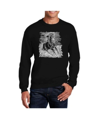 La Pop Art Men's Word Art Popular Horse Breeds Crewneck Sweatshirt In Black
