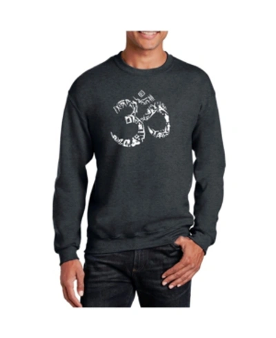 La Pop Art Men's Word Art The Om Symbol Out Of Yoga Poses Crewneck Sweatshirt In Gray