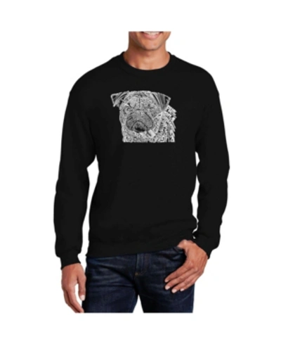 La Pop Art Men's Word Art Pug Face Crewneck Sweatshirt In Black