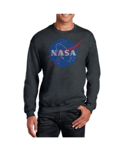 La Pop Art Men's Word Art Nasa's Most Notable Missions Crewneck Sweatshirt In Gray