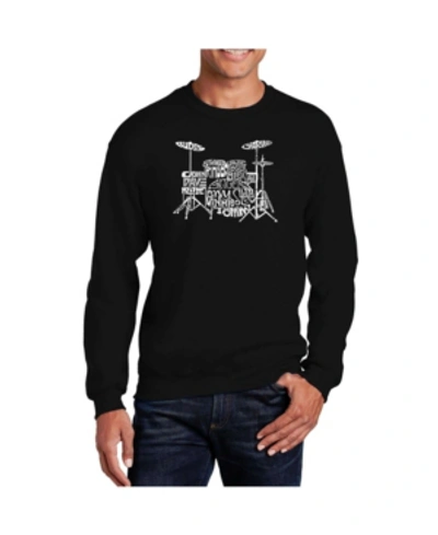 La Pop Art Men's Word Art Drums Crewneck Sweatshirt In Black