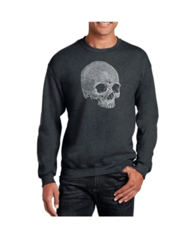La Pop Art Men's Word Art Dead Inside Skull Crewneck Sweatshirt In Gray