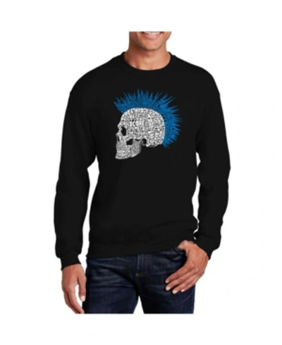 La Pop Art Men's Word Art Punk Mohawk Crewneck Sweatshirt In Black