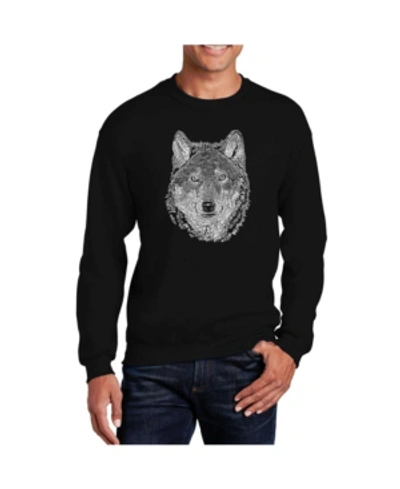 La Pop Art Men's Word Art Wolf Crewneck Sweatshirt In Black