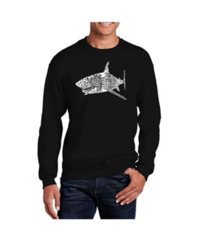 La Pop Art Men's Word Art Species Of Shark Crewneck Sweatshirt In Black