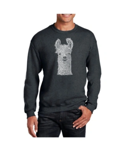 La Pop Art Men's Word Art Llama Crewneck Sweatshirt In Gray