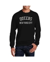 La Pop Art Men's Word Art Popular Neighborhoods In Queens, New York Crewneck Sweatshirt In Black