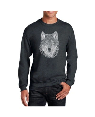 La Pop Art Men's Word Art Wolf Crewneck Sweatshirt In Gray