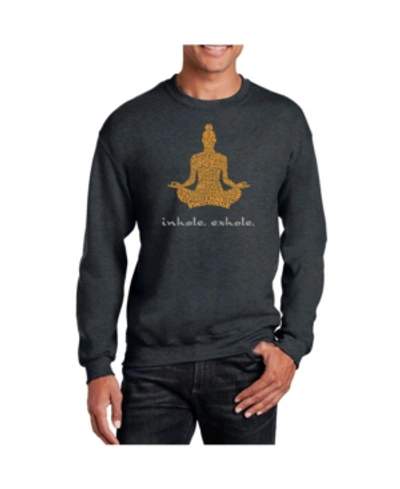 La Pop Art Men's Word Art Inhale Exhale Crewneck Sweatshirt In Gray